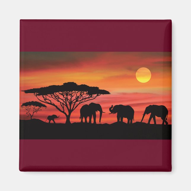 Elephants-and-Sunset- Magnet (Front)