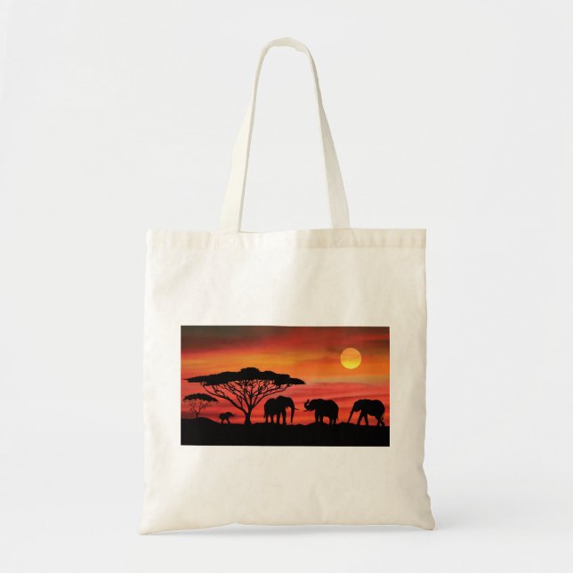 Elephants-and-Sunset- Tote Bag (Front)