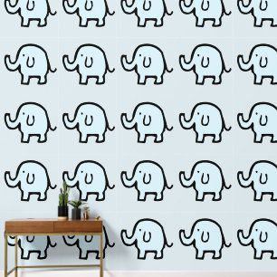 Elephants Animal Patterns Baby Blue Boy Girl Cute Wallpaper