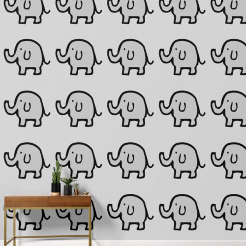 Elephants Animal Patterns Baby Boy Girl Cute Grey Wallpaper