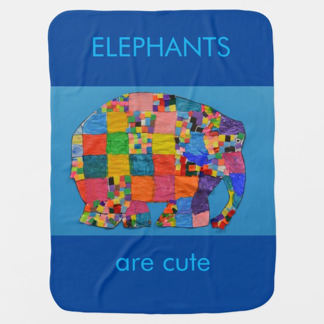 Elephants are Cute blue Baby Blanket (Front)