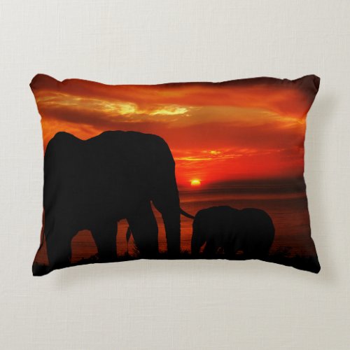 Elephants at Sunset Accent Pillow