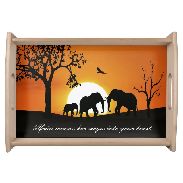 Elephants at sunset serving tray (Front)
