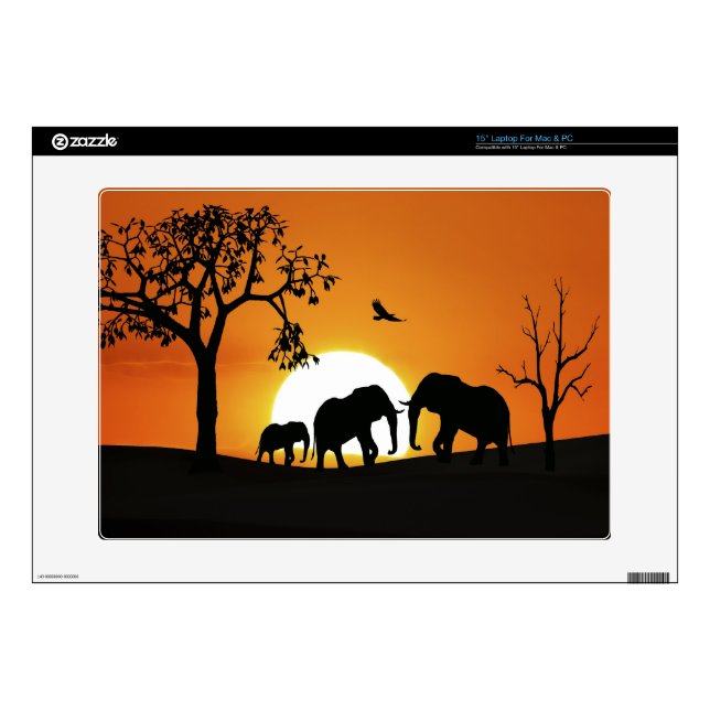 Elephants at sunset skin for 15" laptop  (Product)