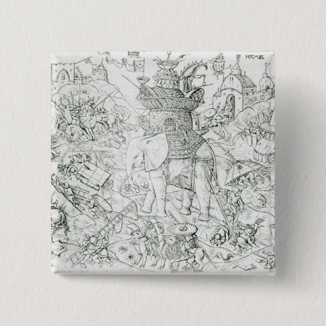 Elephants at War Pinback Button (Front)