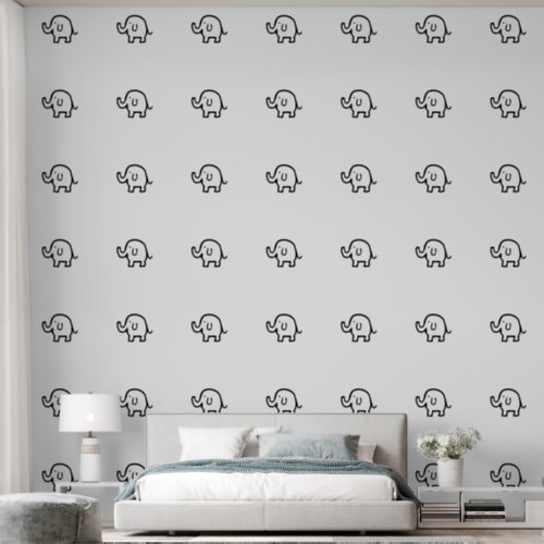 Elephants Baby Animal Patterns Cute Black White Wallpaper