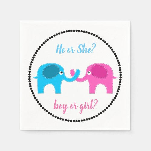 Elephants Baby Gender Reveal Party Paper Napkin