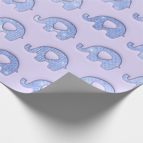 Elephants Baby Shower Boy Lavender Purple Blue Wrapping Paper
