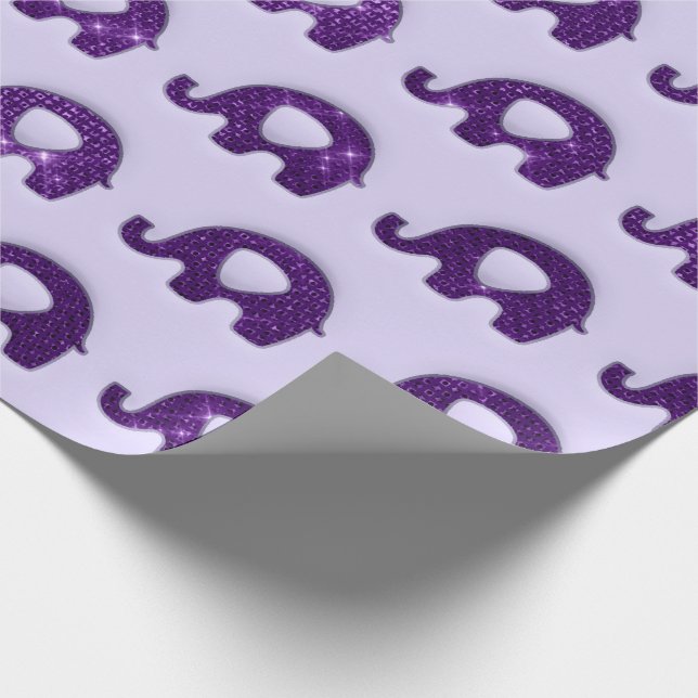 Elephants Baby Shower Boy Lavender Purple Spark Wrapping Paper (Corner)