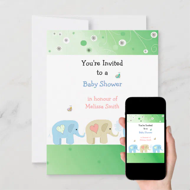 Elephants Baby Shower Invitation Zazzle