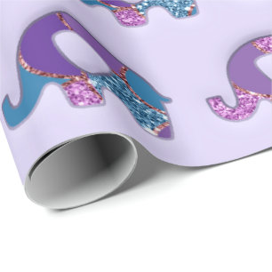 Elephants Baby Shower Lavender Purple Teal Blue Wrapping Paper