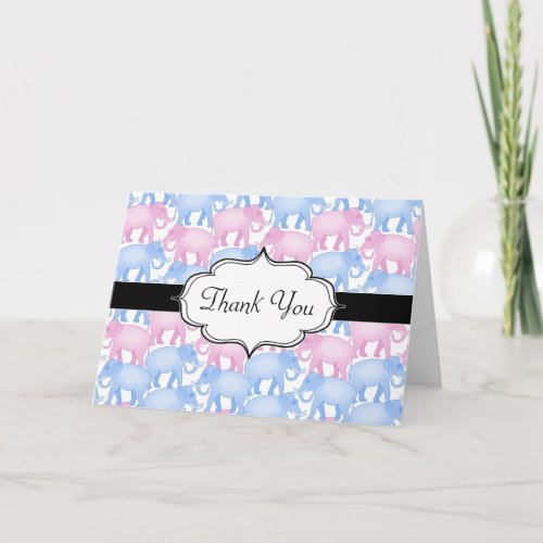 Elephants Baby Shower or Gender Reveal Thank You Card