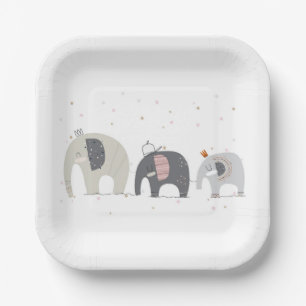 Elephants Baby Shower Paper Plates