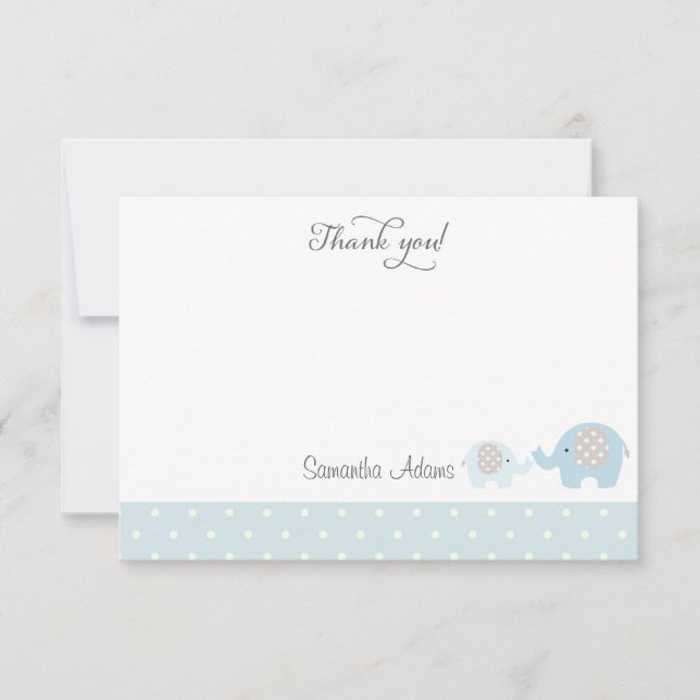 Elephants Baby Shower Thank You Card (Front)