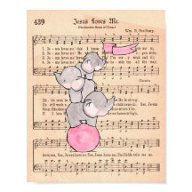 Elephants Balancing on Ball Music Nursery Art