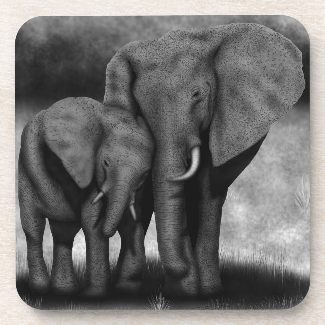 Elephants Beverage Coaster (Front)