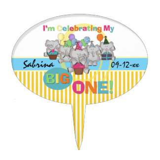 Elephants BIG ONE 1st Birthday Cake Topper