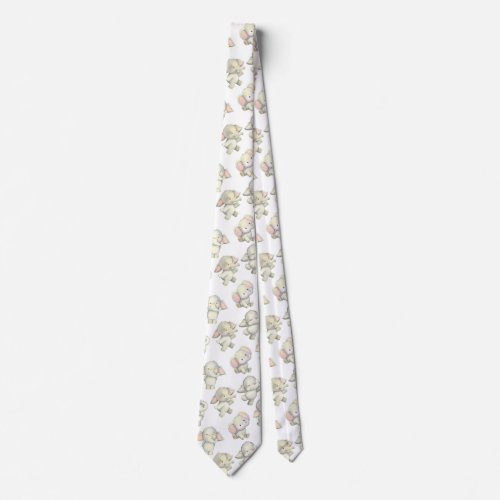 Elephants Black n White Neck Tie