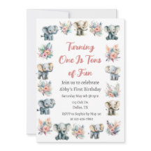 Elephants & Boho Jungle Flowers Birthday