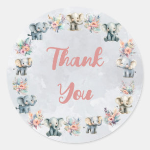 Elephants & Boho Jungle Flowers on Gray Sticker