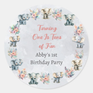 Elephants & Boho Jungle Flowers on Gray Sticker