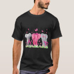 Elephants Breast Cancer Awareness Butterfly Pink T-Shirt