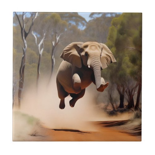 Elephants Can Jump Ceramic Tile