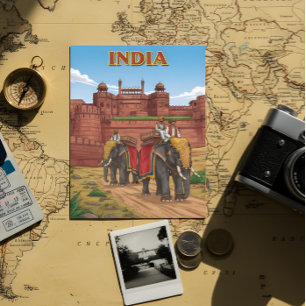 Elephants carrying riders postcard