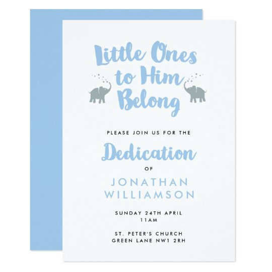 elephants christian dedication invitation blue zazzle com