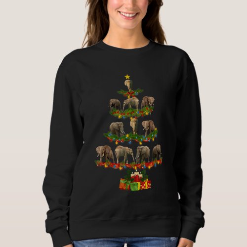 Elephants Christmas Tree Animal Lover Xmas Elephan Sweatshirt