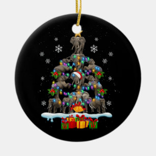 Elephants Christmas Tree Elephant Lover Animal Wil Ceramic Ornament