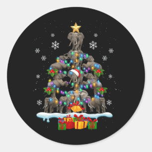 Elephants Christmas Tree Elephant Lover Animal Wil Classic Round Sticker