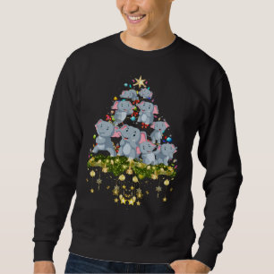 Elephants Christmas Tree Lights Holiday Elephant Sweatshirt
