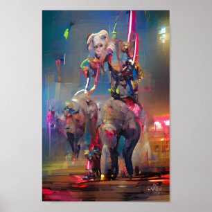 elephants circus   fantasy art illustration poster