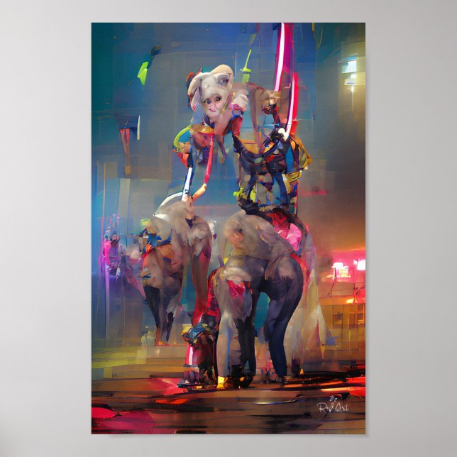 elephants circus   fantasy art illustration poster (Front)