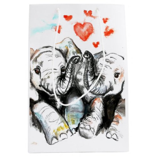 Elephants Couple Love Gift Bag Painting