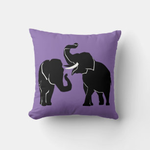 Elephants Couple Throw Pillow - Custom Colors