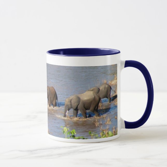 Elephants crossing Tarangire River Mug (Right)