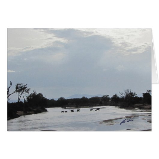 Elephants Crossing The River Card (Front Horizontal)