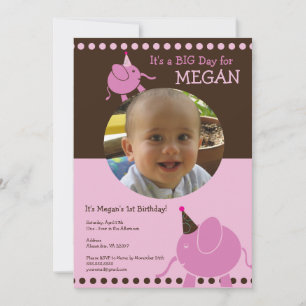 Elephants Custom Photo Birthday Party Invitation