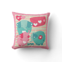 Elephants Customized Valentine Pillow