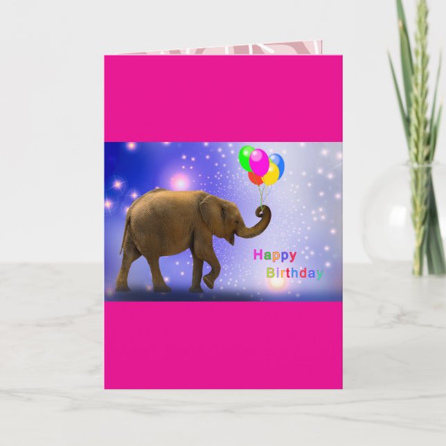 elephants cute birthday wishes card (Front)