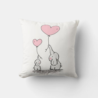 elephants cute throw pillow