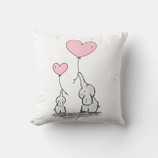 elephants cute throw pillow (Front)