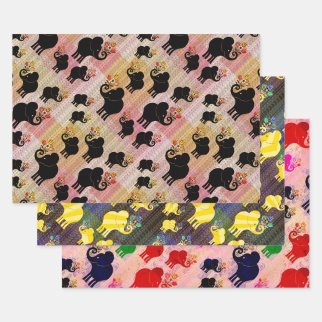 Elephants, Elephants, and MORE Elephants Wrapping Paper Sheets (Set)