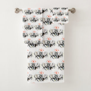 Elephants Family Bath Towel Set Painting
