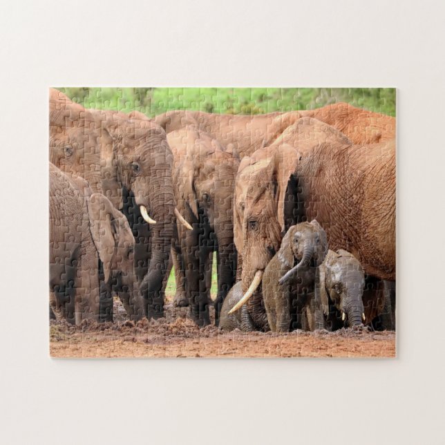 Elephants Family custom photo Jigsaw Puzzle (Horizontal)