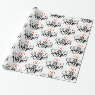 Elephants family Wrapping Paper Painting