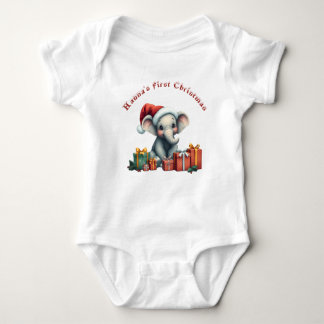 Elephant's First Christmas Baby Bodysuit