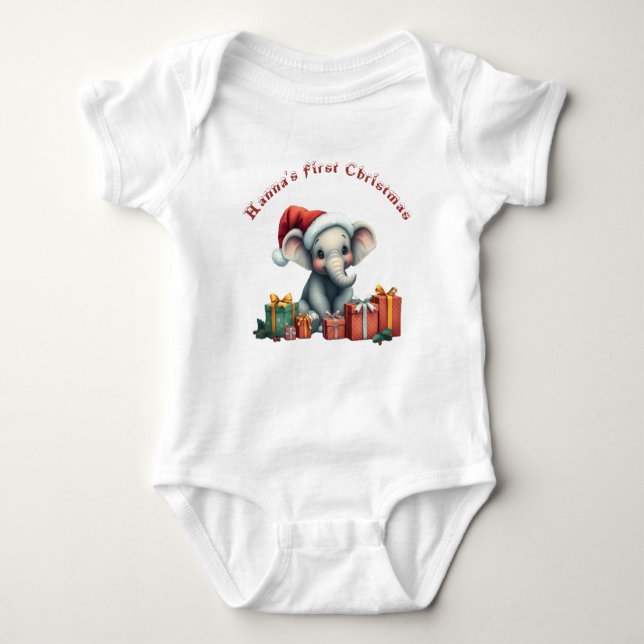  Elephant's First Christmas  Baby Bodysuit (Front)